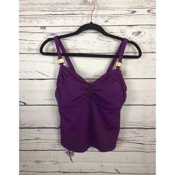Lands End Tankini & skort set purple With gold accents color size 4 - Picture 3 of 12